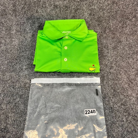 Masters Tech Shirt Men's M Golf Polo Augusta National Solid Green Embroidered - Picture 12 of 12